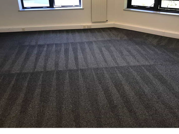 This is a grey commercial carpet that has just been steam cleaned by K&S Carpet Cleaning