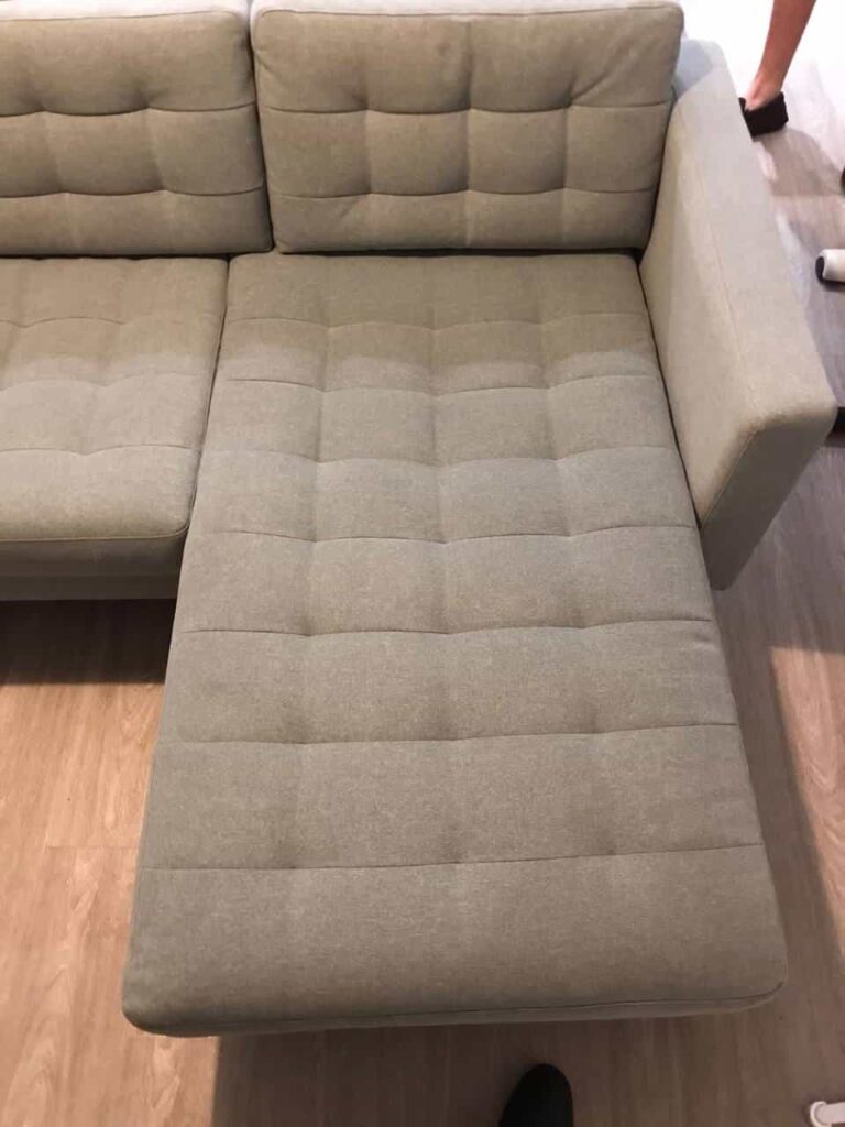 This is a cream sofa that has just been cleaned by K&S Carpet Cleaning